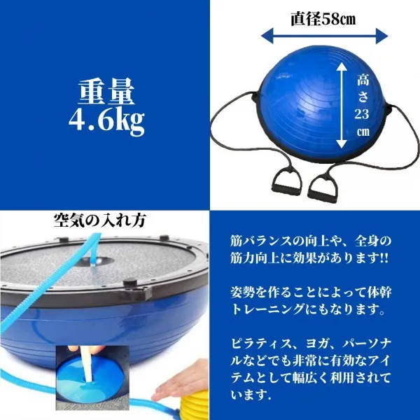 東海堂オンライン 半円形バランスボール チューブロープ付 Gm007